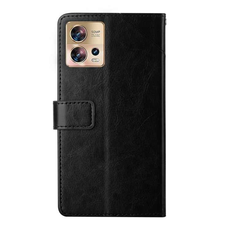 For Motorola Edge 30 Fusion/Moto S30 Pro HT01 Y-shaped Pattern Flip Leather Phone Case(Black) - Motorola Cases by buy2fix | Online Shopping UK | buy2fix