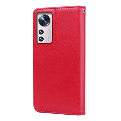 For Xiaomi 12/12X Rose Embossed Flip PU Leather Phone Case(Red) by buy2fix