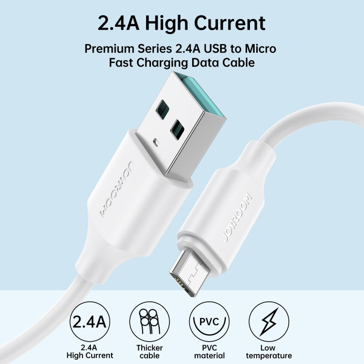 JOYROOM S-UM018A9 2.4A USB to Micro USB Fast Charging Data Cable, Length:1m(White) - Micro USB Cable by JOYROOM | Online Shopping UK | buy2fix