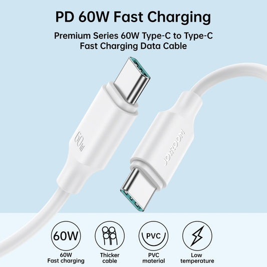 JOYROOM S-CC060A9 60W USB-C/Type-C to USB-C/Type-C Fast Charging Data Cable, Length: 1m(White) - USB-C & Type-C Cable by JOYROOM | Online Shopping UK | buy2fix