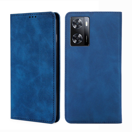 For OnePlus Nord N20 SE 4G Skin Feel Magnetic Flip Leather Phone Case(Blue) - OnePlus Cases by buy2fix | Online Shopping UK | buy2fix