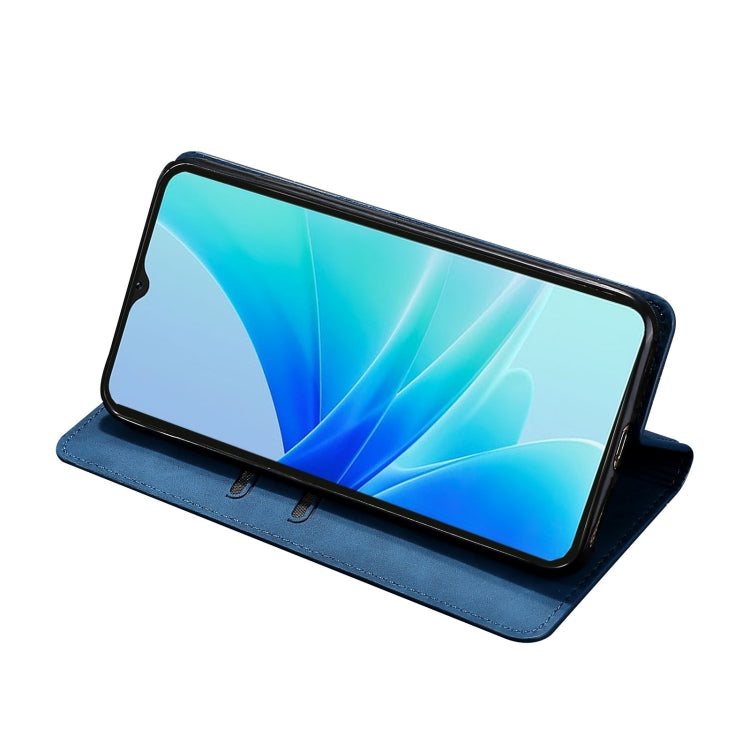 For OnePlus Nord N20 SE 4G Skin Feel Magnetic Flip Leather Phone Case(Blue) - OnePlus Cases by buy2fix | Online Shopping UK | buy2fix