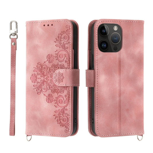 For iPhone 11 Pro Max Skin-feel Flowers Embossed Wallet Leather Phone Case(Pink) - iPhone 11 Pro Max Cases by buy2fix | Online Shopping UK | buy2fix