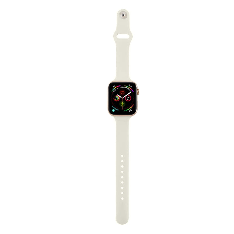 For Apple Watch 5/4 40mm & 3/2/1 38mm Thin Silicone Watch Band(Creamy-white) by buy2fix