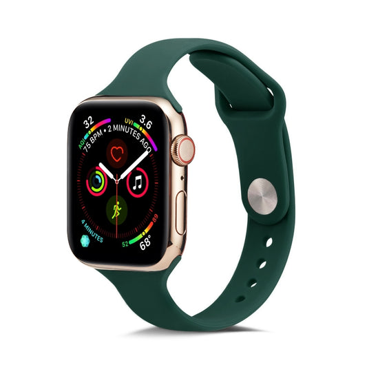 For Apple Watch 5/4 40mm & 3/2/1 38mm Thin Silicone Watch Band(Deep Green) - Watch Bands by buy2fix | Online Shopping UK | buy2fix