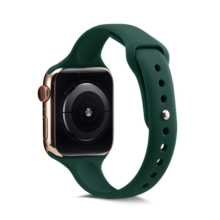 For Apple Watch 5/4 40mm & 3/2/1 38mm Thin Silicone Watch Band(Deep Green) - Watch Bands by buy2fix | Online Shopping UK | buy2fix