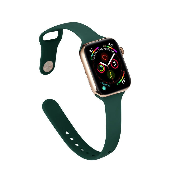 For Apple Watch 5/4 40mm & 3/2/1 38mm Thin Silicone Watch Band(Deep Green) - Watch Bands by buy2fix | Online Shopping UK | buy2fix