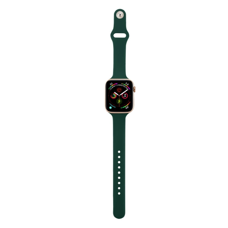 For Apple Watch 5/4 40mm & 3/2/1 38mm Thin Silicone Watch Band(Deep Green) - Watch Bands by buy2fix | Online Shopping UK | buy2fix