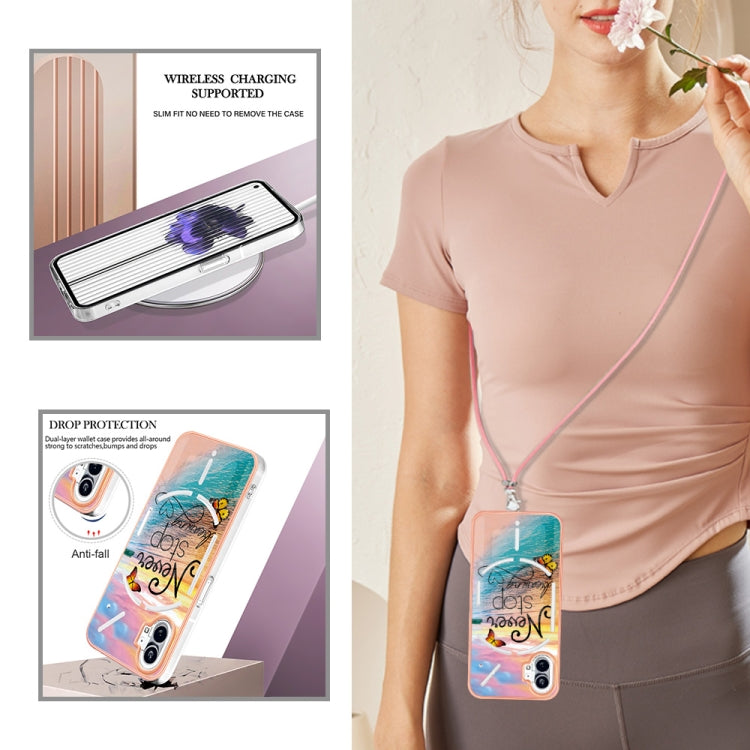 For Nothing Phone 1 Electroplating IMD TPU Phone Case with Lanyard(Dream Butterfly) by buy2fix