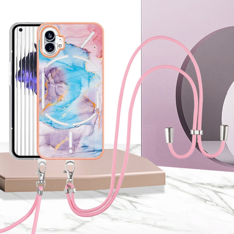 For Nothing Phone 1 Electroplating IMD TPU Phone Case with Lanyard(Blue Marble) by buy2fix