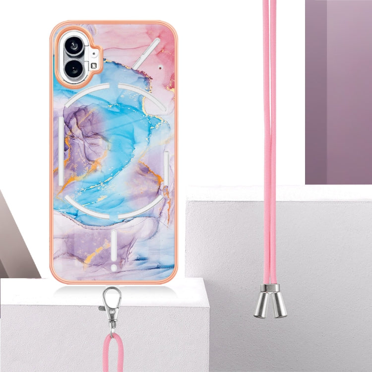 For Nothing Phone 1 Electroplating IMD TPU Phone Case with Lanyard(Blue Marble) by buy2fix
