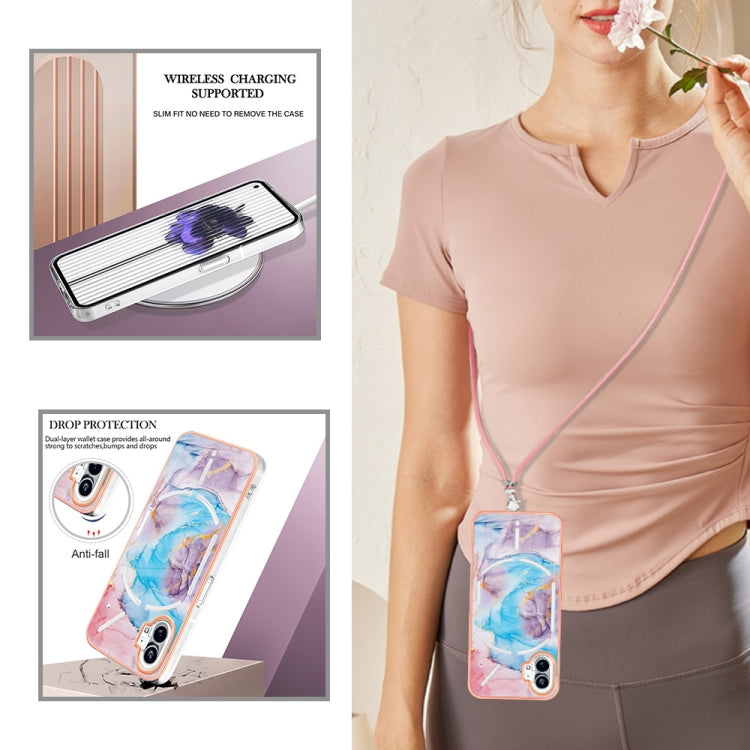 For Nothing Phone 1 Electroplating IMD TPU Phone Case with Lanyard(Blue Marble) by buy2fix