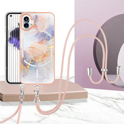 For Nothing Phone 1 Electroplating IMD TPU Phone Case with Lanyard(White Marble) by buy2fix