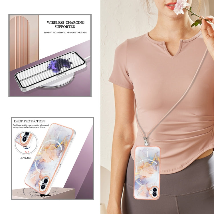For Nothing Phone 1 Electroplating IMD TPU Phone Case with Lanyard(White Marble) by buy2fix