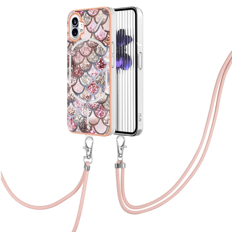 For Nothing Phone 1 Electroplating IMD TPU Phone Case with Lanyard(Pink Scales) by buy2fix