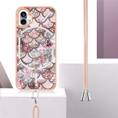 For Nothing Phone 1 Electroplating IMD TPU Phone Case with Lanyard(Pink Scales) by buy2fix