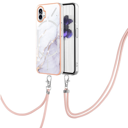 For Nothing Phone 1 Electroplating Marble Pattern TPU Phone Case with Lanyard(White 006) - Nothing Cases by buy2fix | Online Shopping UK | buy2fix