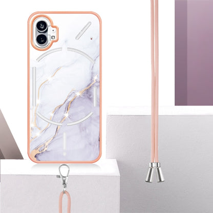 For Nothing Phone 1 Electroplating Marble Pattern TPU Phone Case with Lanyard(White 006) - Nothing Cases by buy2fix | Online Shopping UK | buy2fix