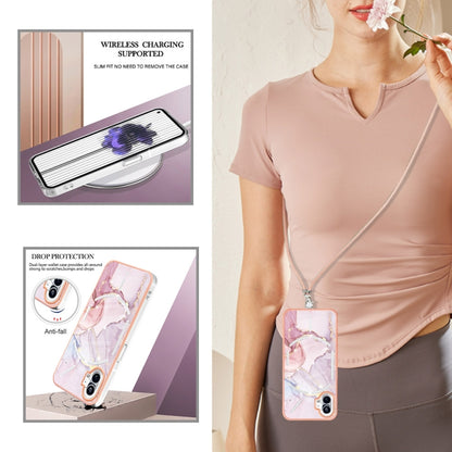 For Nothing Phone 1 Electroplating Marble Pattern TPU Phone Case with Lanyard(Rose Gold 005) - Nothing Cases by buy2fix | Online Shopping UK | buy2fix