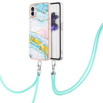 For Nothing Phone 1 Electroplating Marble Pattern TPU Phone Case with Lanyard(Green 004) - Nothing Cases by buy2fix | Online Shopping UK | buy2fix