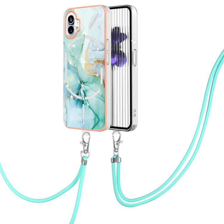 For Nothing Phone 1 Electroplating Marble Pattern TPU Phone Case with Lanyard(Green 003) - Nothing Cases by buy2fix | Online Shopping UK | buy2fix