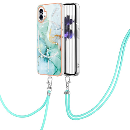 For Nothing Phone 1 Electroplating Marble Pattern TPU Phone Case with Lanyard(Green 003) - Nothing Cases by buy2fix | Online Shopping UK | buy2fix