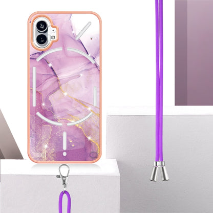 For Nothing Phone 1 Electroplating Marble Pattern TPU Phone Case with Lanyard(Purple 001) - Nothing Cases by buy2fix | Online Shopping UK | buy2fix