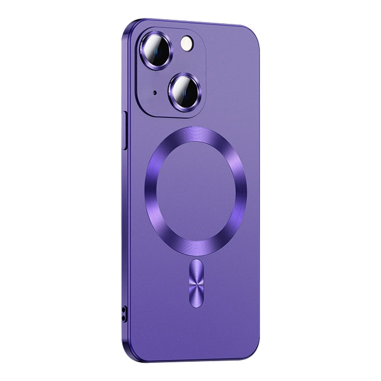 For iPhone 14 Liquid Lens Protector Magsafe Phone Case(Dark Purple) by buy2fix