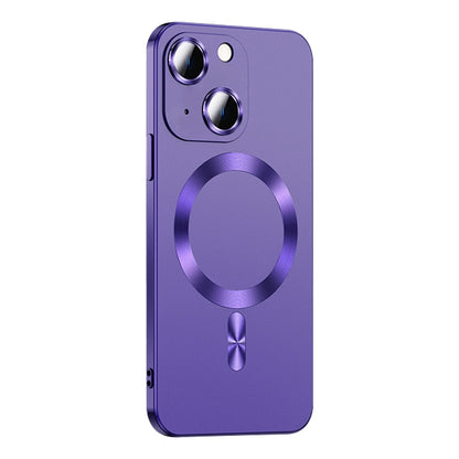 For iPhone 14 Liquid Lens Protector Magsafe Phone Case(Dark Purple) by buy2fix