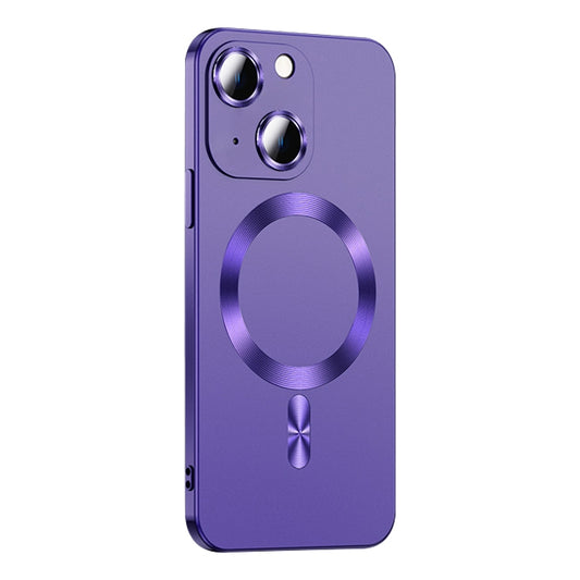 For iPhone 14 Liquid Lens Protector Magsafe Phone Case(Dark Purple) by buy2fix