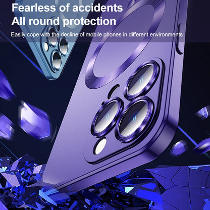 For iPhone 14 Liquid Lens Protector Magsafe Phone Case(Dark Purple) by buy2fix