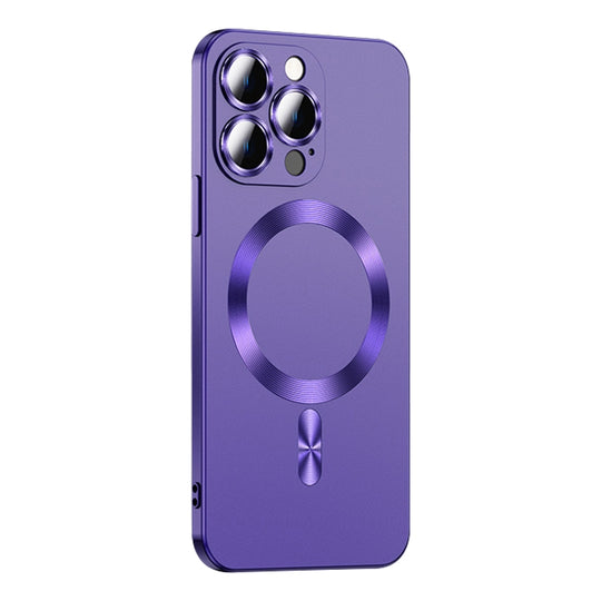 For iPhone 13 Pro Liquid Lens Protector Magsafe Phone Case(Dark Purple)