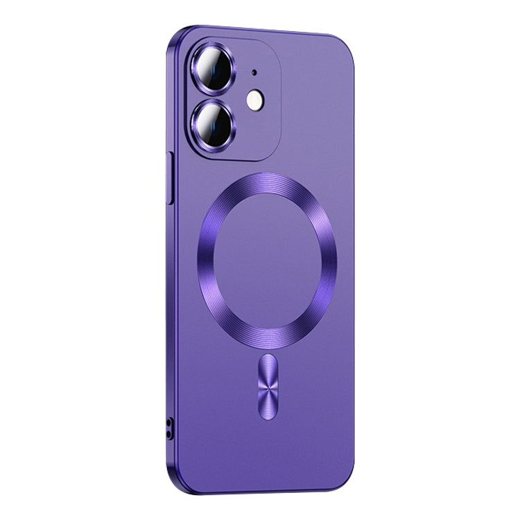 For iPhone 12 Liquid Lens Protector Magsafe Phone Case(Dark Purple) by buy2fix