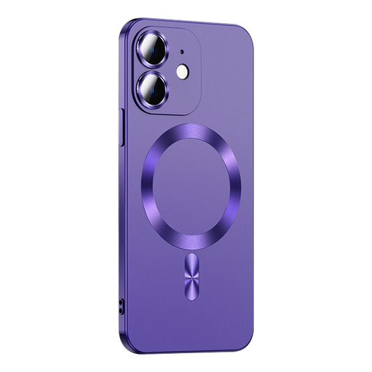 For iPhone 12 Liquid Lens Protector Magsafe Phone Case(Dark Purple) by buy2fix