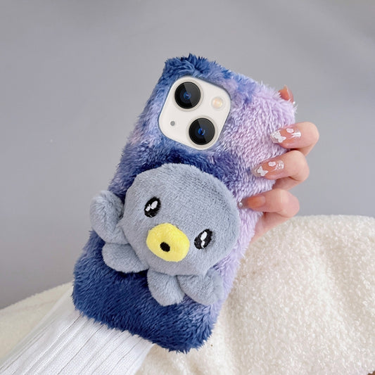 For iPhone 13 Octopus Plush TPU Phone Case(Blue) - iPhone 13 Cases by buy2fix | Online Shopping UK | buy2fix