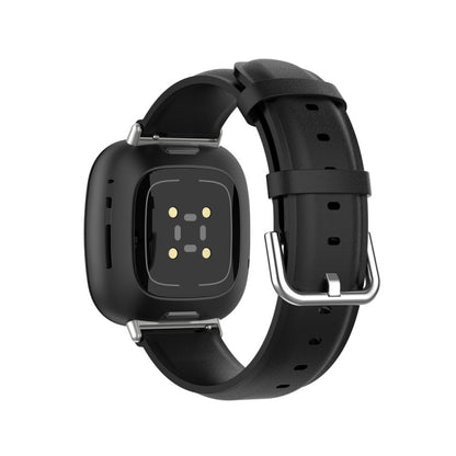 For Fitbit Versa 4 / Sense 2 Genuine Leather Watch Band(Black) by buy2fix