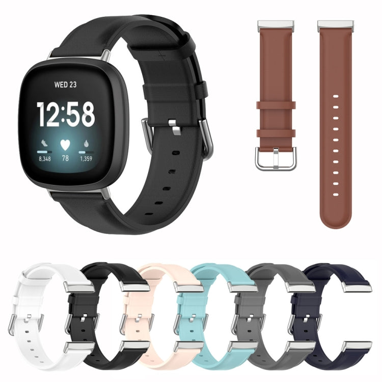For Fitbit Versa 4 / Sense 2 Genuine Leather Watch Band(Black) by buy2fix