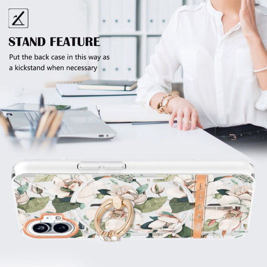 For Nothing Phone 1 Flowers Series TPU Phone Case(Green Gardenia) - Nothing Cases by buy2fix | Online Shopping UK | buy2fix
