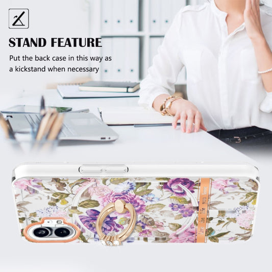 For Nothing Phone 1 Flowers Series TPU Phone Case(Purple Peony) - Nothing Cases by buy2fix | Online Shopping UK | buy2fix