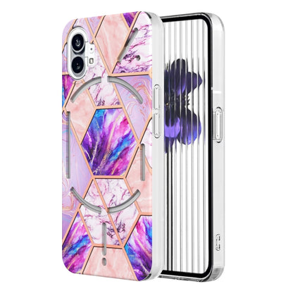 For Nothing Phone 1 Electroplating Splicing Marble TPU Phone Case(Light Purple) by buy2fix