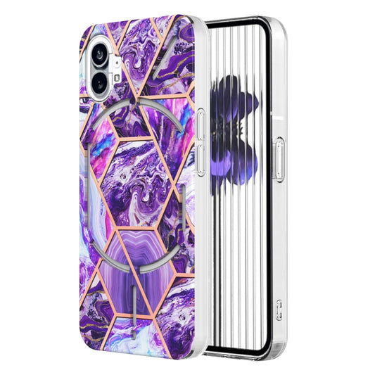 For Nothing Phone 1 Electroplating Splicing Marble TPU Phone Case(Dark Purple) - Nothing Cases by buy2fix | Online Shopping UK | buy2fix