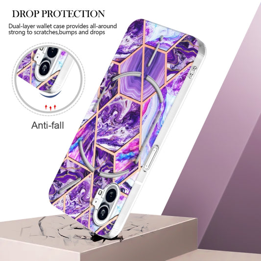 For Nothing Phone 1 Electroplating Splicing Marble TPU Phone Case(Dark Purple) - Nothing Cases by buy2fix | Online Shopping UK | buy2fix