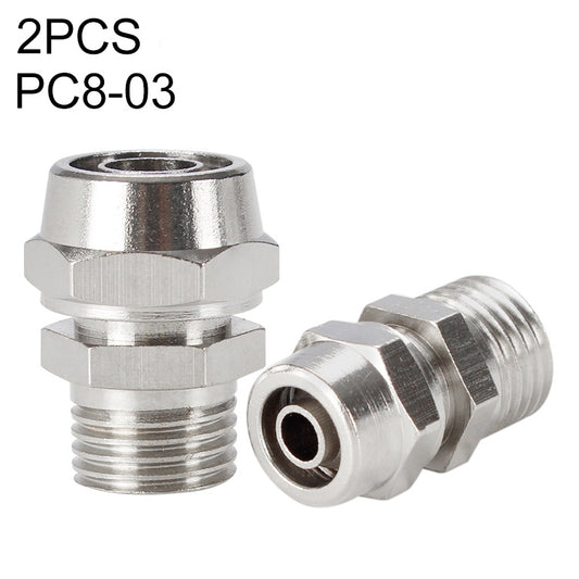 PC8-03 LAIZE 2pcs Nickel Plated Copper Pneumatic Quick Fitting Connector - Interface Series by LAIZE | Online Shopping UK | buy2fix
