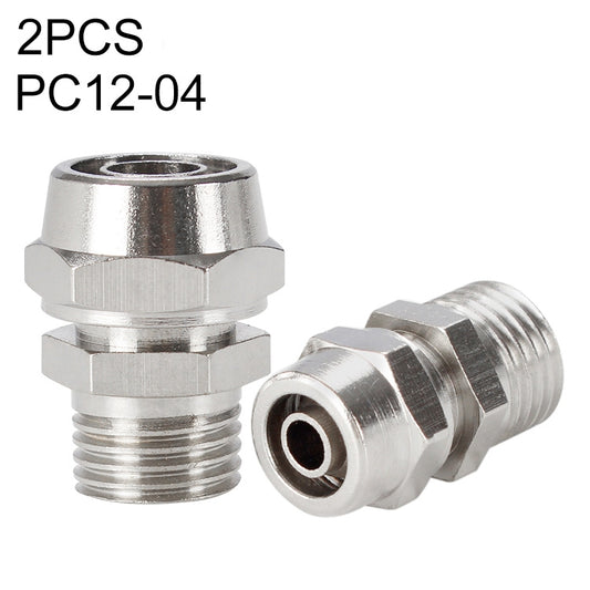 PC12-04 LAIZE 2pcs Nickel Plated Copper Pneumatic Quick Fitting Connector - Interface Series by LAIZE | Online Shopping UK | buy2fix