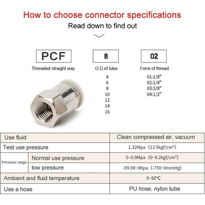 PCF6-01 LAIZE 10pcs Female Thread Straight Pneumatic Quick Fitting Connector - Interface Series by LAIZE | Online Shopping UK | buy2fix