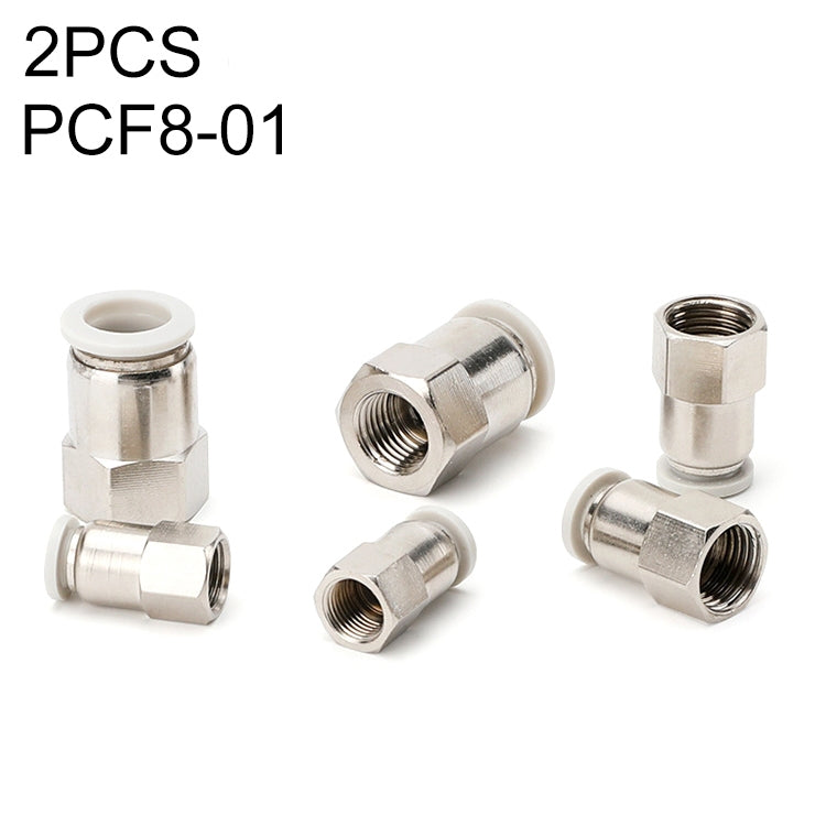PCF8-01 LAIZE 2pcs Female Thread Straight Pneumatic Quick Fitting Connector - Interface Series by LAIZE | Online Shopping UK | buy2fix