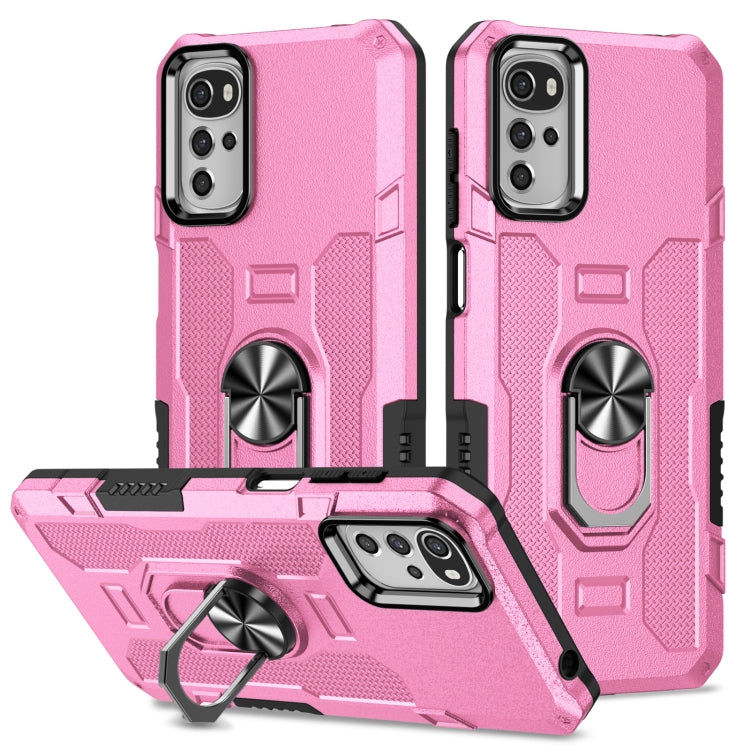 For Motorola Moto G22 Ring Holder Armor Hybrid Phone Case(Pink) - Motorola Cases by buy2fix | Online Shopping UK | buy2fix