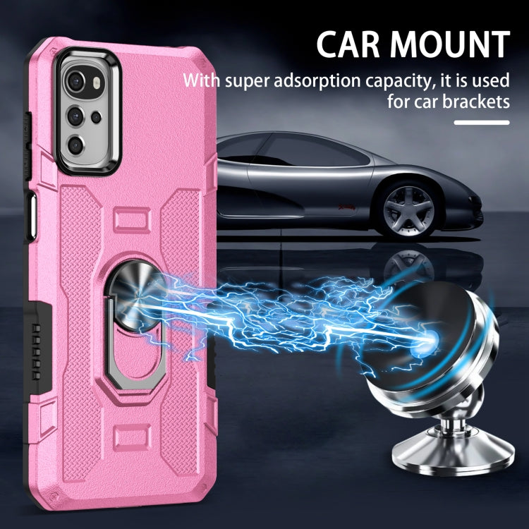 For Motorola Moto G22 Ring Holder Armor Hybrid Phone Case(Pink) - Motorola Cases by buy2fix | Online Shopping UK | buy2fix