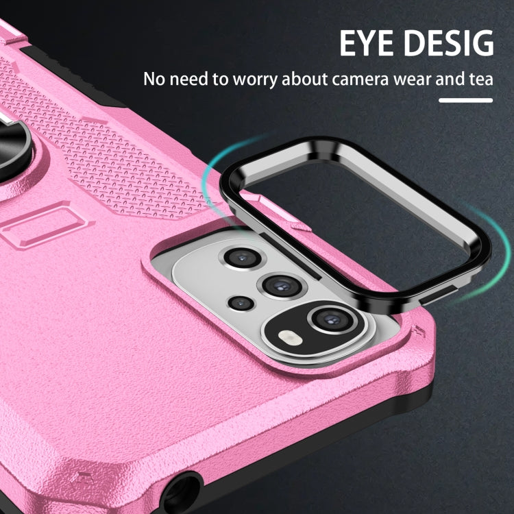 For Motorola Moto G22 Ring Holder Armor Hybrid Phone Case(Pink) - Motorola Cases by buy2fix | Online Shopping UK | buy2fix
