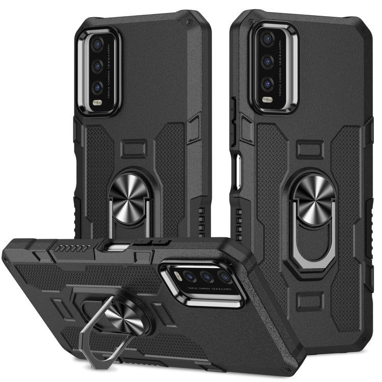 For vivo Y20 Ring Holder Armor Hybrid Phone Case(Black) - vivo Cases by buy2fix | Online Shopping UK | buy2fix